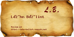 Léhn Bálint névjegykártya